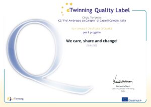 Certificato di Qualità per il progetto We care, share and change!